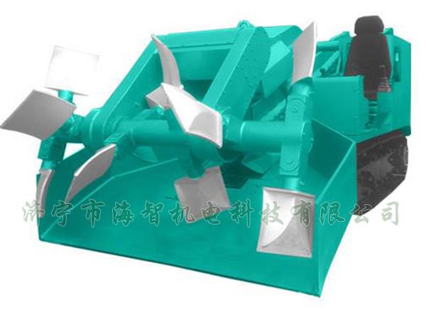為了提高裝載效率，在取料方面通過滾耙式旋轉連續取料的方式